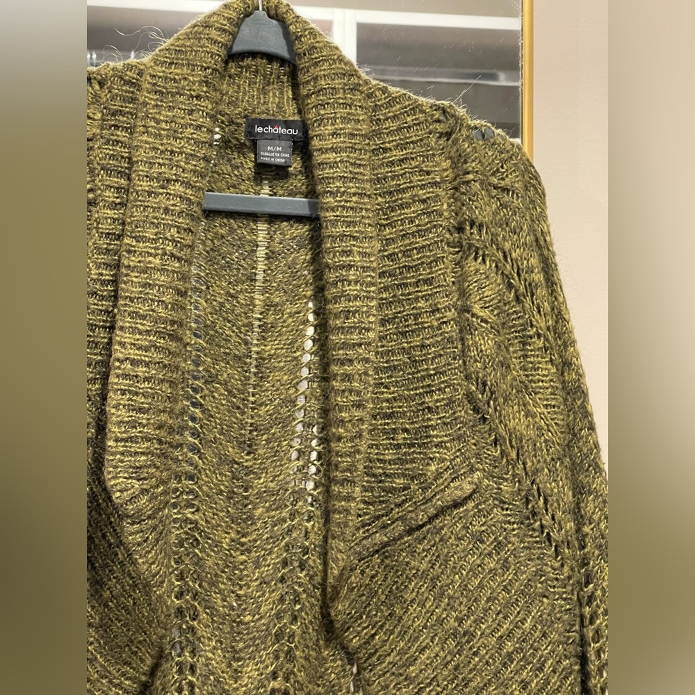 Le Chateau Olive Green Mohair Cardigan Sweater Size S-M - Picture 6 of 11